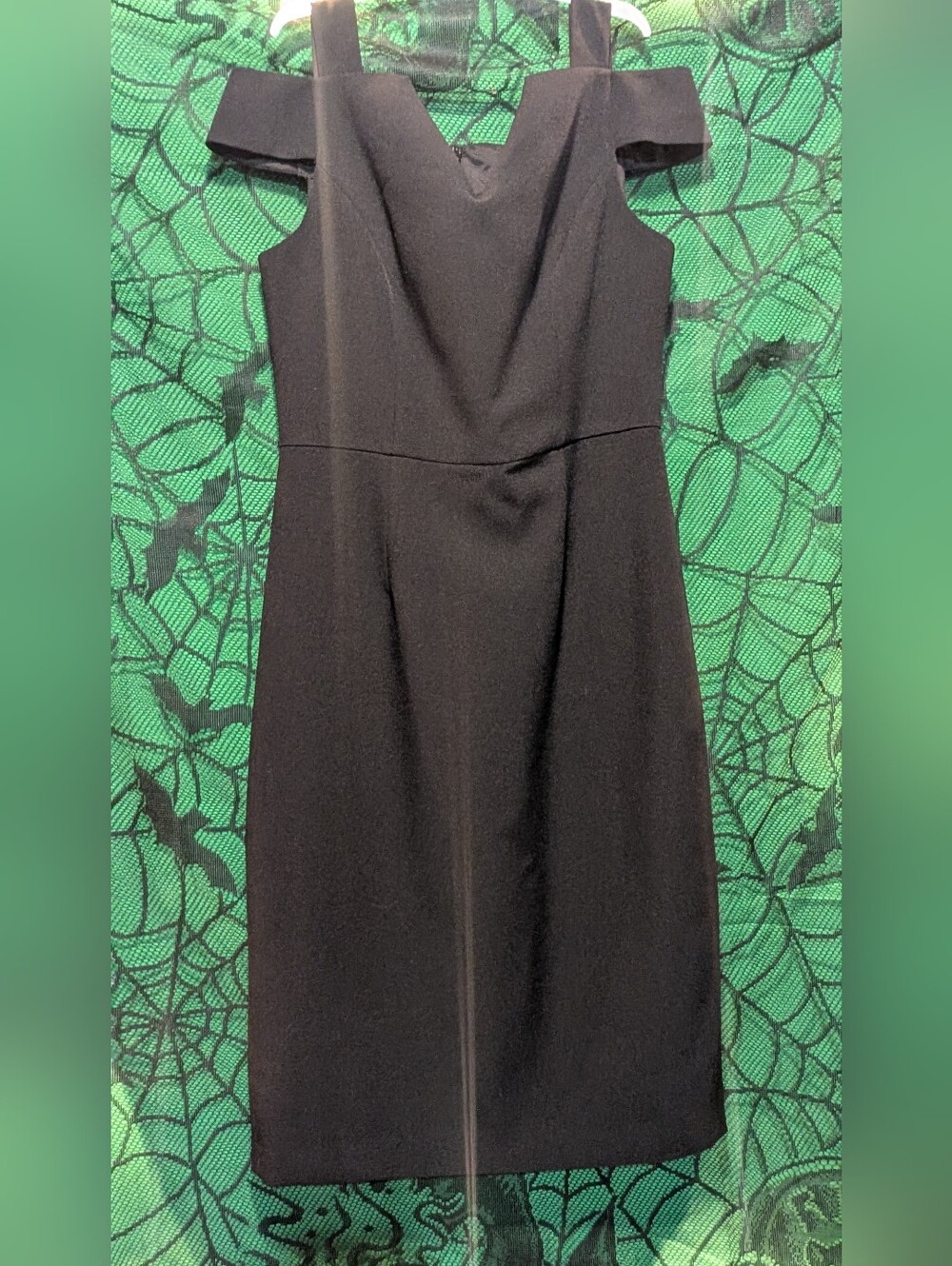 White House Black Market Black Off-Shoulder Midi Sheath Dress